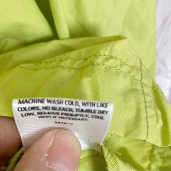 EILEEN FISHER Button-Down Neon Green Rain Jacket L - Picture 11 of 13